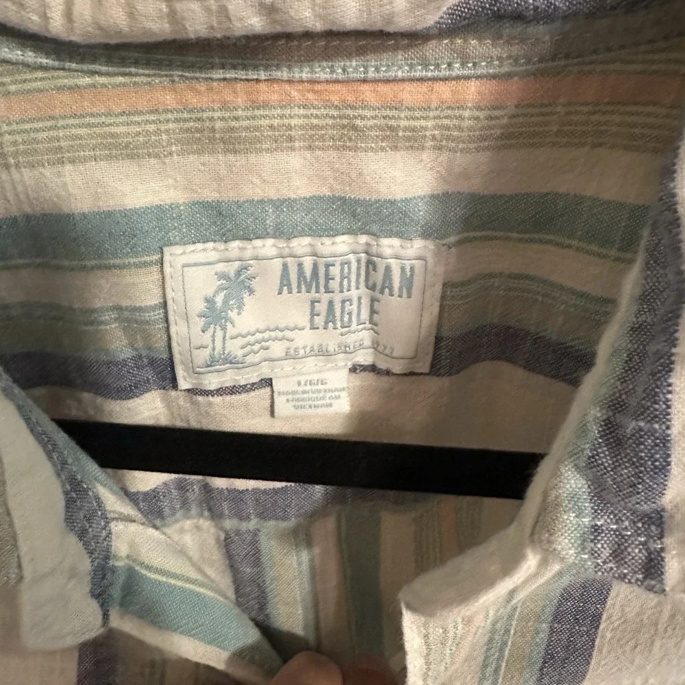 Vintage Y2K American Eagle Short Sleeve Button Down Men's Shirt Size L - Picture 3 of 6